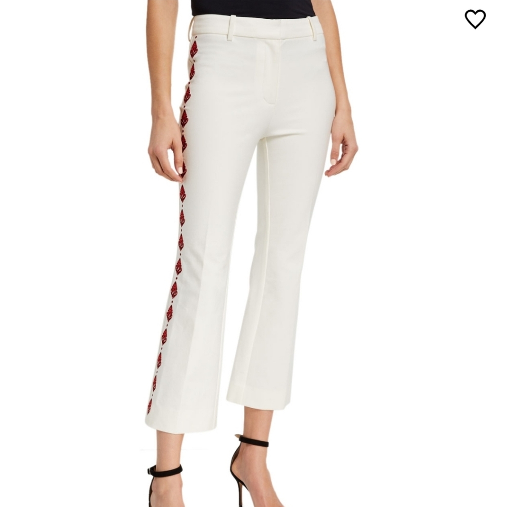 NWT Derek Lam Crosby Cropped Flare Embroider Pants
